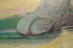 Close-up of textured brushstrokes in a custom contemporary pet portrait