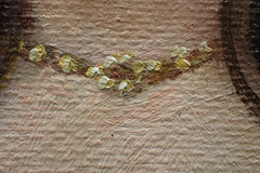 Close-up of a gold necklace and textured brushwork in a contemporary portrait