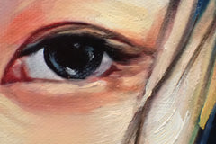 Close-up of an eye and expressive brushwork in a custom contemporary portrait