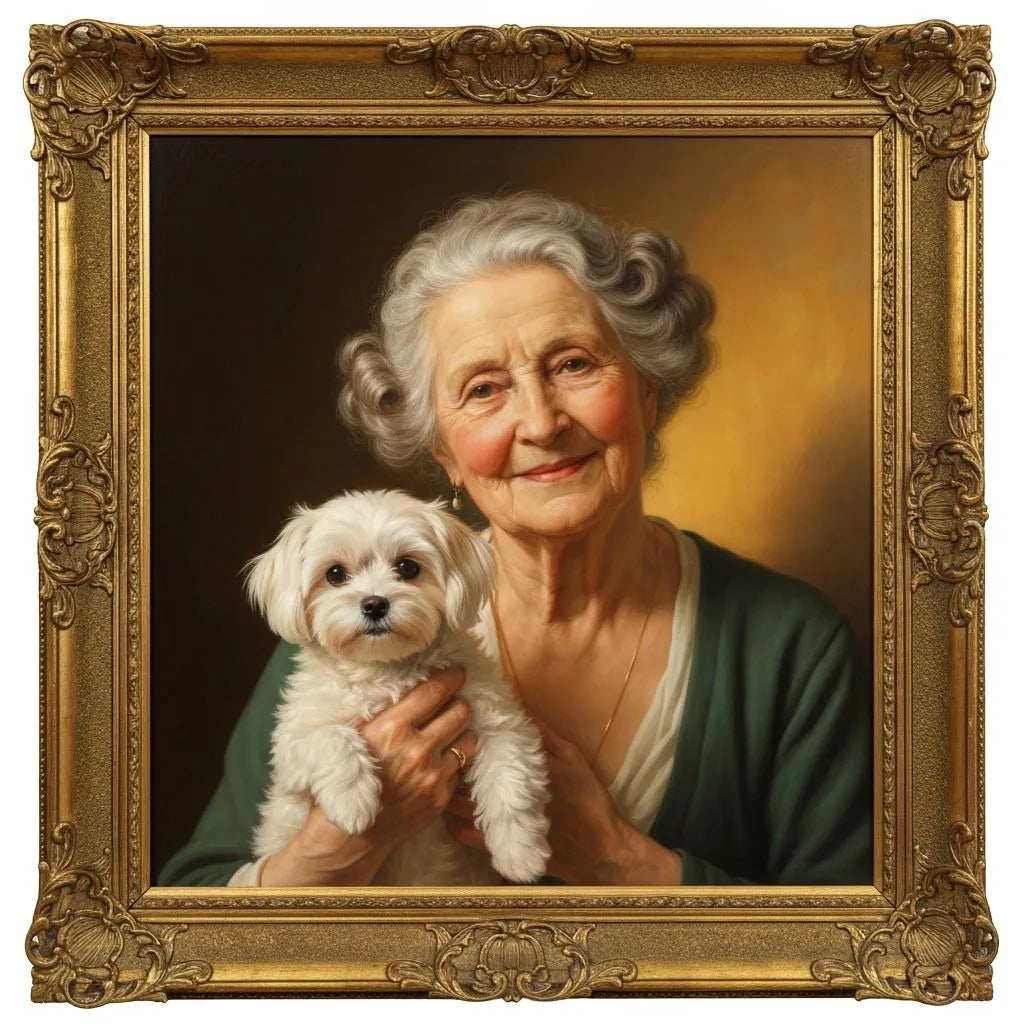 Birthday pet portrait gift being opened