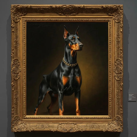 Doberman portrait with a refined background